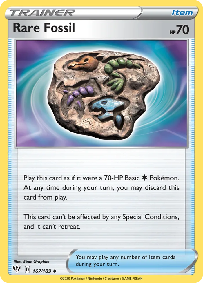 Rare Fossil #167 Darkness Ablaze Pokemon card