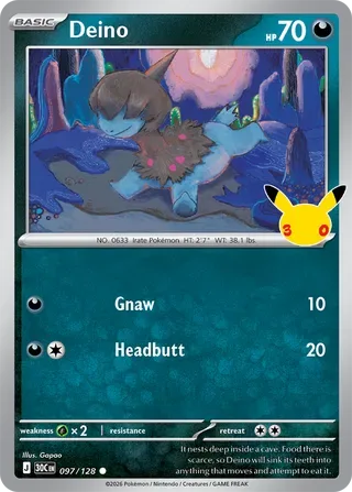 Deino #097 30th Celebration Pokemon card