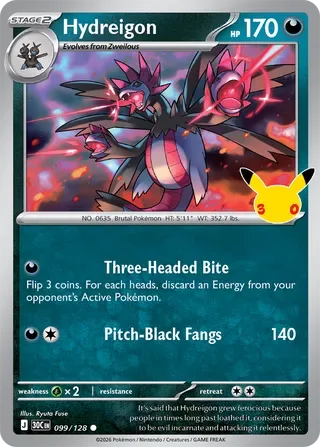 Hydreigon #099 30th Celebration Pokemon card
