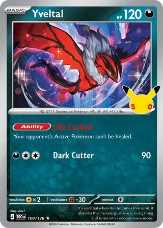 Yveltal #100 30th Celebration Pokemon card
