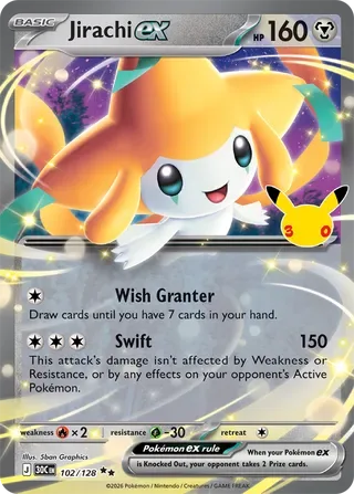 Jirachi ex #102 30th Celebration Pokemon card