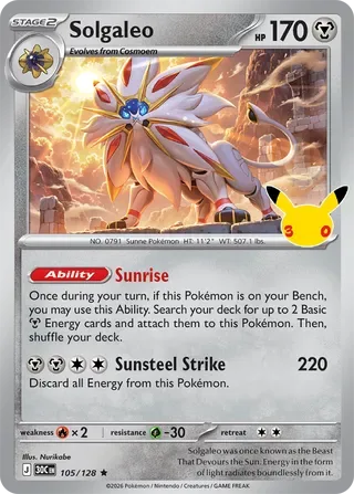 Solgaleo #105 30th Celebration Pokemon card
