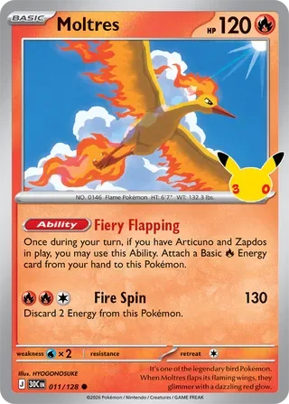 Moltres #011 30th Celebration Pokemon card