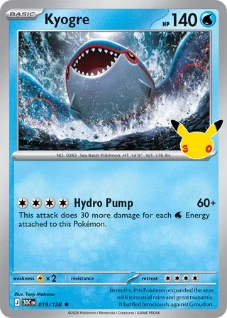 Kyogre #019 30th Celebration Pokemon card