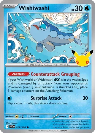 Wishiwashi #022 30th Celebration Pokemon card