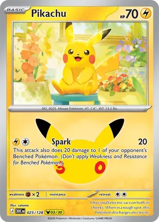 Pikachu #025 30th Celebration Pokemon card