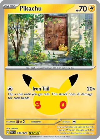 Pikachu #039 30th Celebration Pokemon card