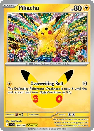 Pikachu #040 30th Celebration Pokemon card