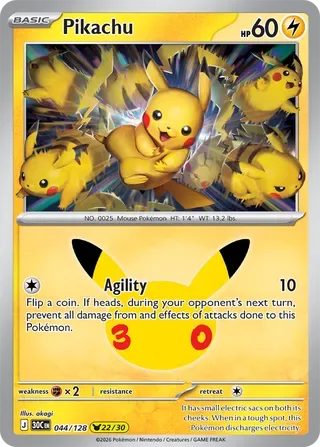 Pikachu #044 30th Celebration Pokemon card