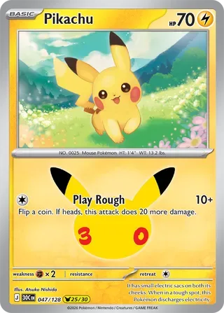 Pikachu #047 30th Celebration Pokemon card