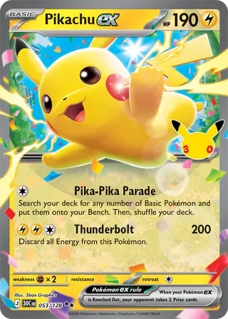 Pikachu ex #053 30th Celebration Pokemon card