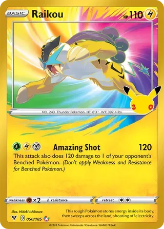 Raikou #VIV050 30th Celebration Pokemon card
