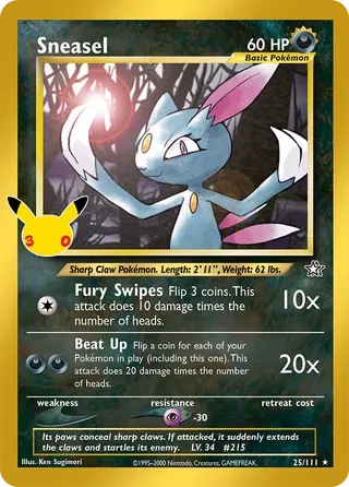 Sneasel #NG025 30th Celebration Pokemon card