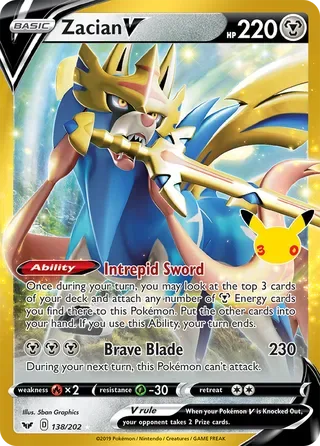 Zacian V #SSH138 30th Celebration Pokemon card