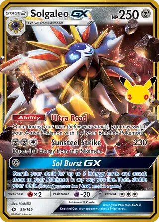 Solgaleo GX #SUM089 30th Celebration Pokemon card