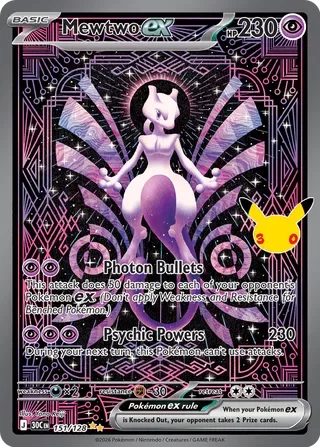 Mewtwo ex #151 30th Celebration Pokemon card