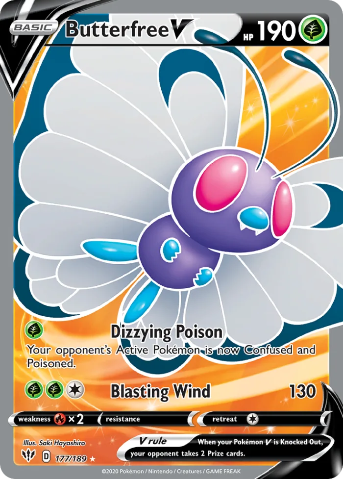 Butterfree V #177 Darkness Ablaze Pokemon card