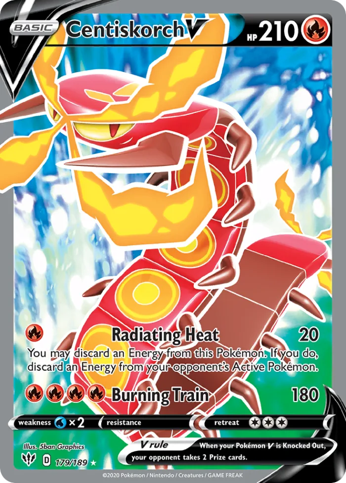 Centiskorch V #179 Darkness Ablaze Pokemon card