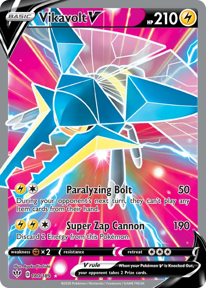 Vikavolt V #180 Darkness Ablaze Pokemon card