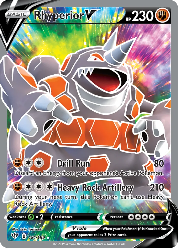 Rhyperior V #181 Darkness Ablaze Pokemon card
