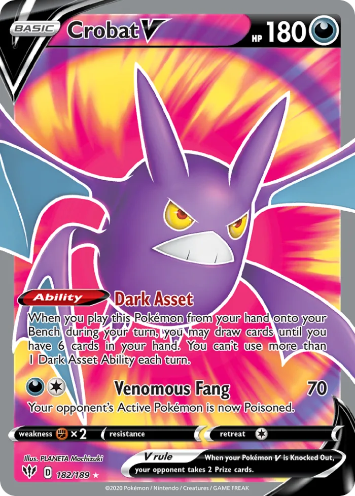 Crobat V #182 Darkness Ablaze Pokemon card