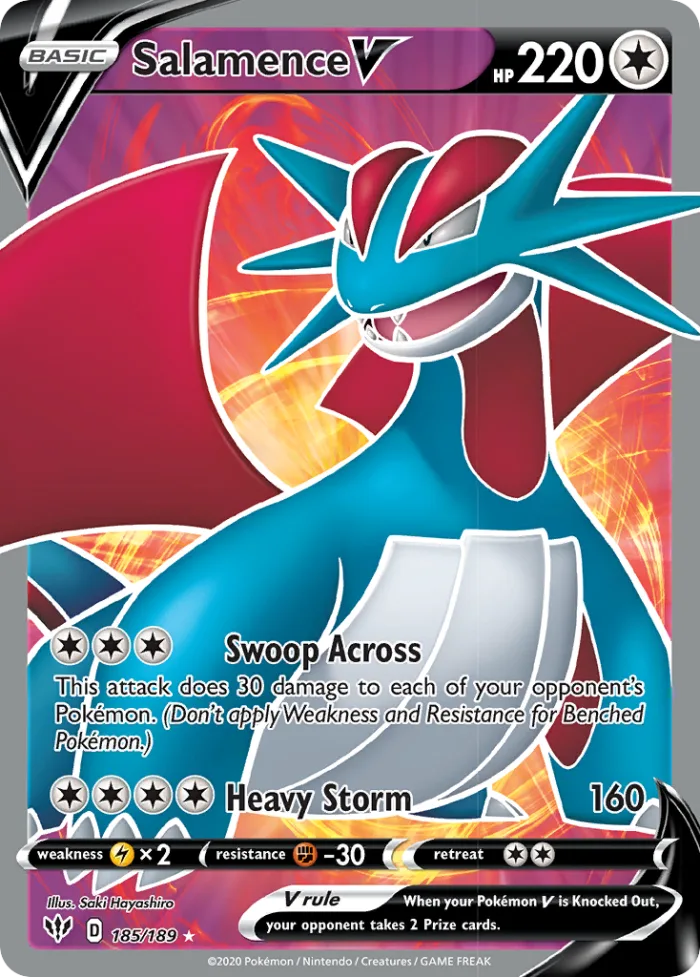 Salamence V #185 Darkness Ablaze Pokemon card