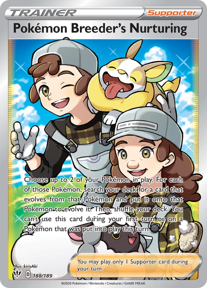 Pokémon Breeder's Nurturing #188 Darkness Ablaze Pokemon card