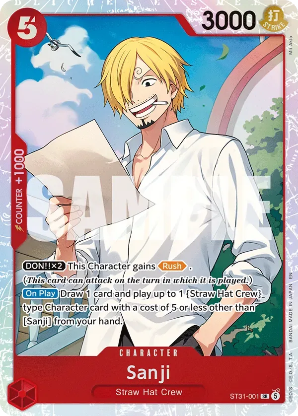 Sanji RED Monkey.D.Luffy card