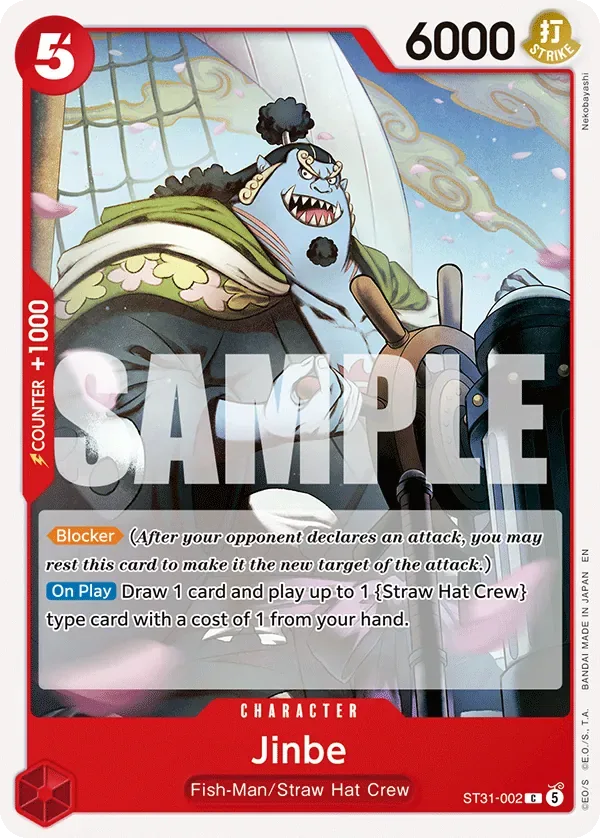 Jinbe RED Monkey.D.Luffy card