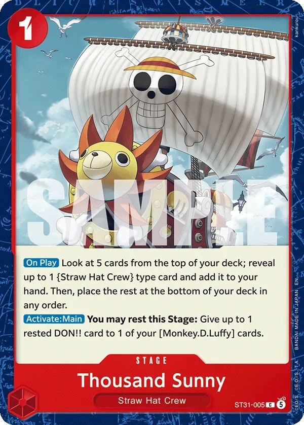 Thousand Sunny RED Monkey.D.Luffy card