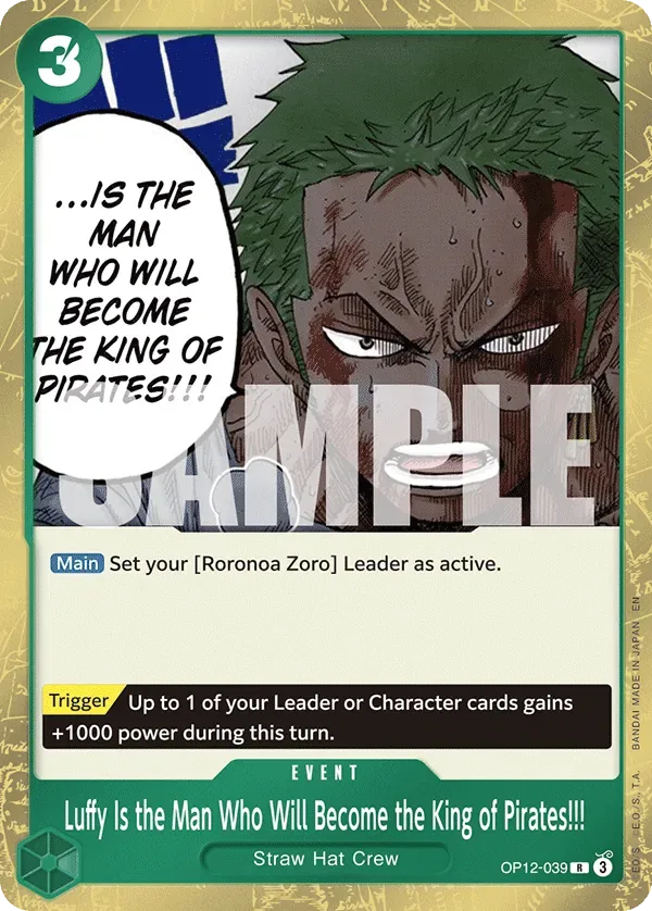 Luffy Is the Man Who Will Become the King of Pirates!!! GREEN Roronoa Zoro card