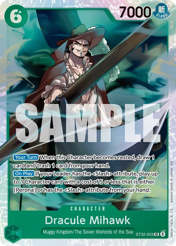 Dracule Mihawk GREEN Roronoa Zoro card