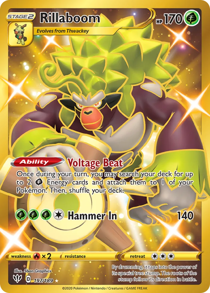 Rillaboom #197 Darkness Ablaze Pokemon card