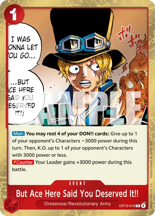 But Ace Here Said You Deserved It!! RED/BLACK Sabo card