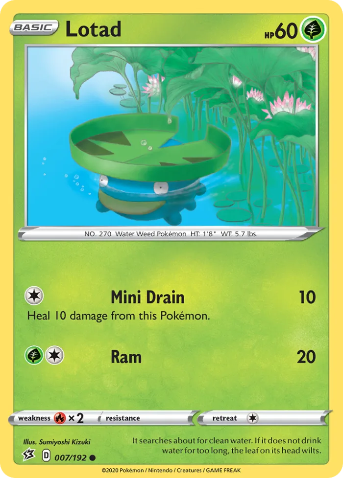 Lotad #7 Rebel Clash Pokemon card
