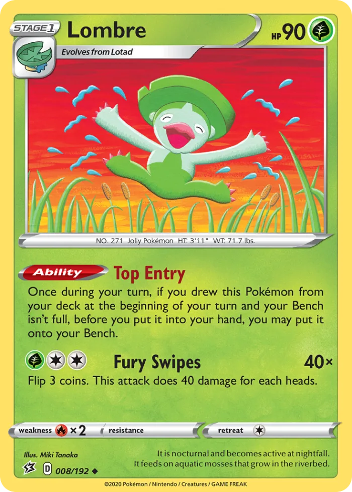Lombre #8 Rebel Clash Pokemon card