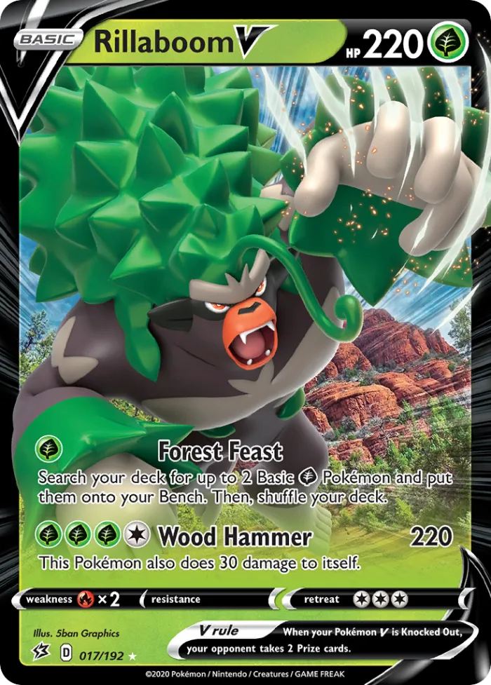 Rillaboom V #17 Rebel Clash Pokemon card