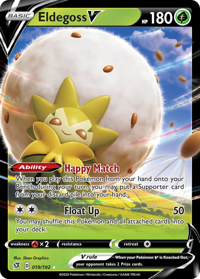 Eldegoss V #19 Rebel Clash Pokemon card