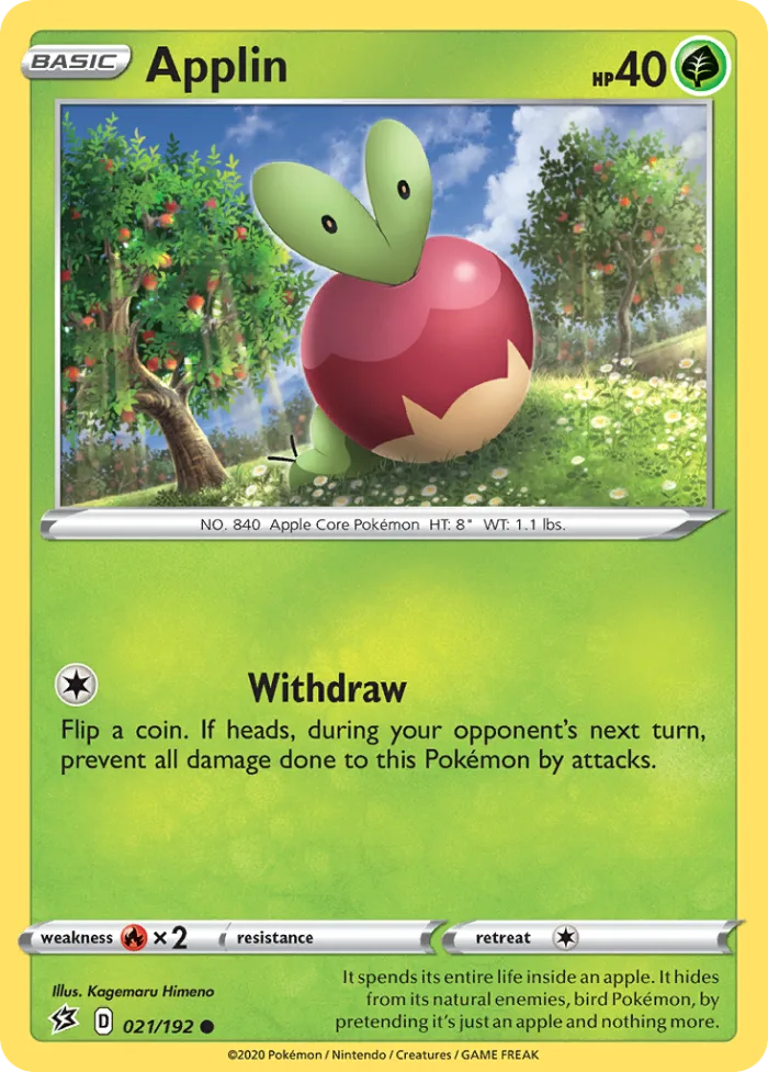 Applin #21 Rebel Clash Pokemon card