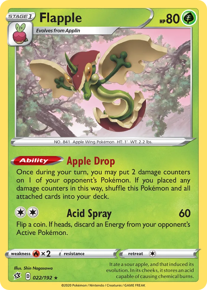 Flapple #22 Rebel Clash Pokemon card