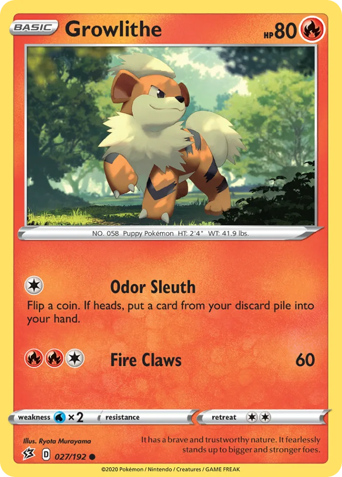 Growlithe #27 Rebel Clash Pokemon card