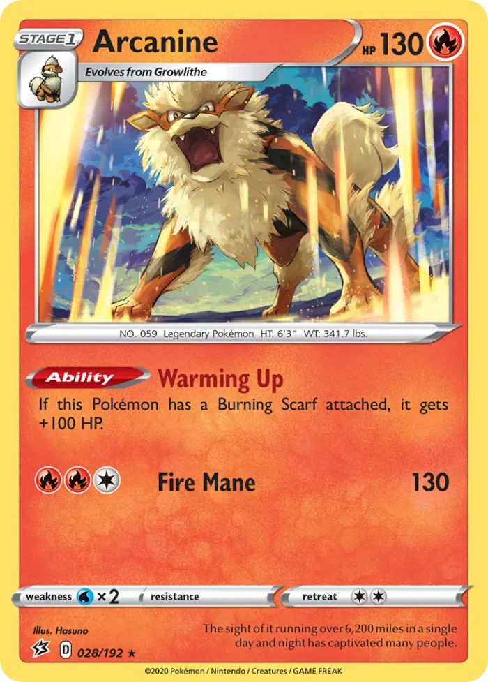 Arcanine #28 Rebel Clash Pokemon card