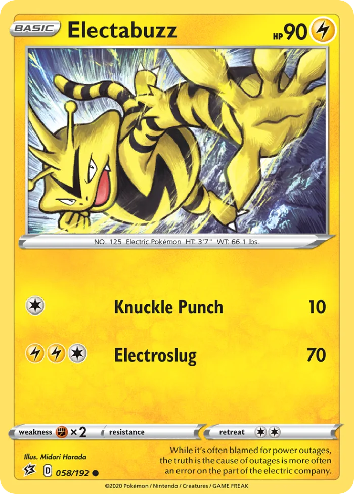 Electabuzz #58 Rebel Clash Pokemon card