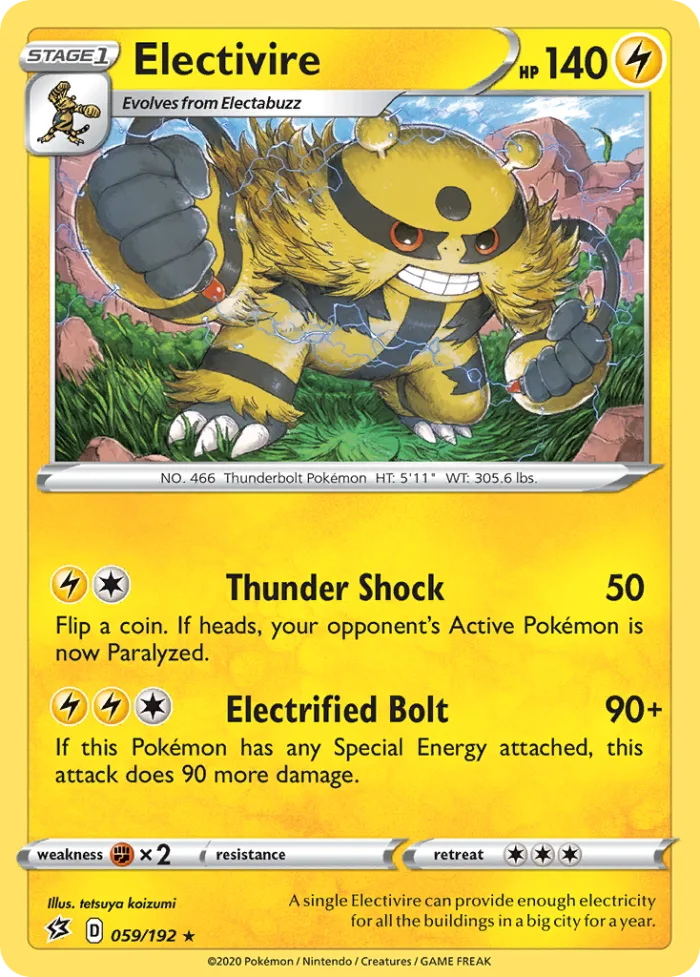 Electivire #59 Rebel Clash Pokemon card