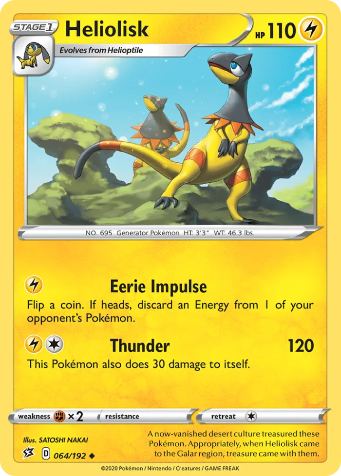 Heliolisk #64 Rebel Clash Pokemon card