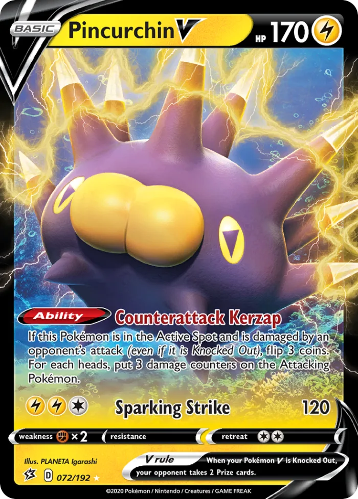 Pincurchin V #72 Rebel Clash Pokemon card