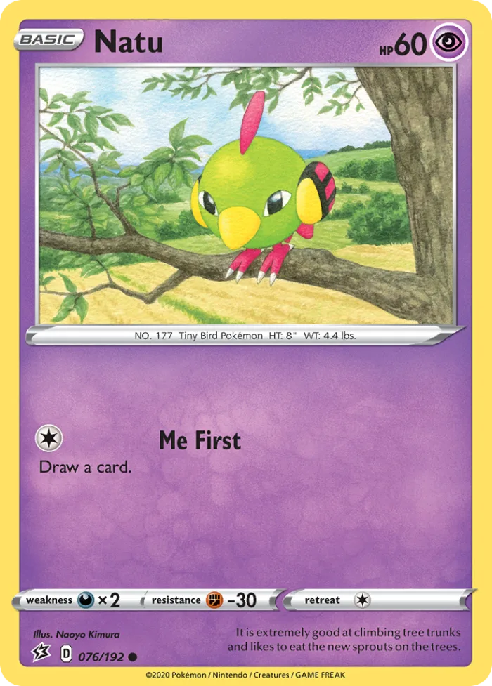 Natu #76 Rebel Clash Pokemon card