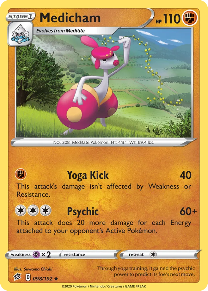 Medicham #98 Rebel Clash Pokemon card