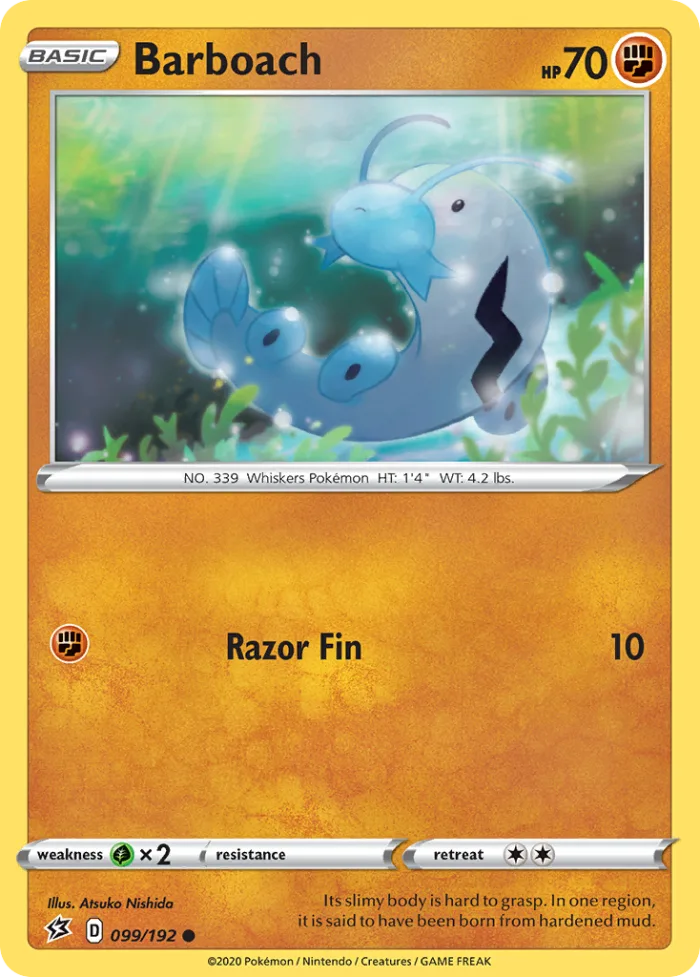 Barboach #99 Rebel Clash Pokemon card