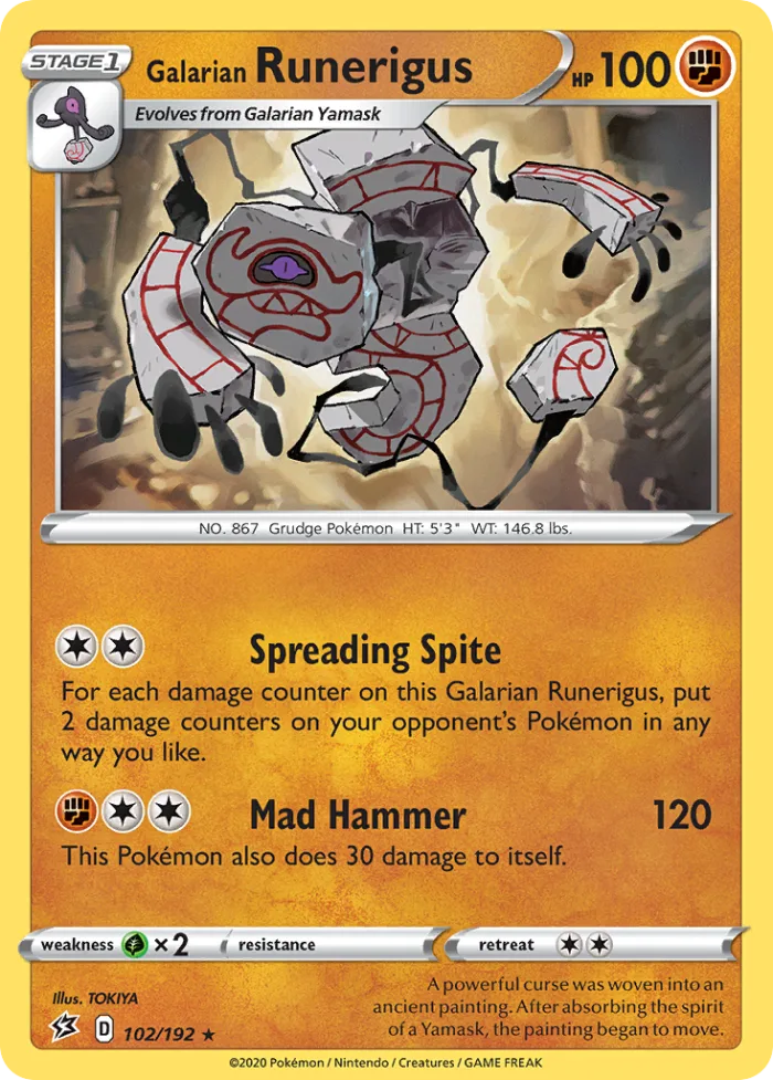 Galarian Runerigus #102 Rebel Clash Pokemon card